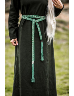 Unisex-Gürtel Modell Veigga, grün mit Stickereien