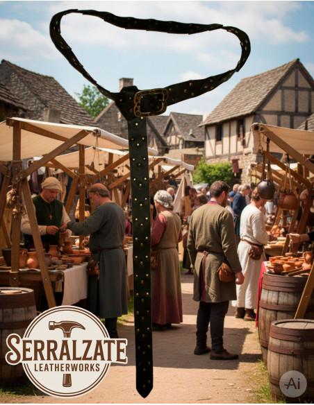 Vikingen leer gordel schubben met...