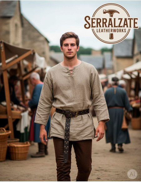 Viking leren riem met schubben en...