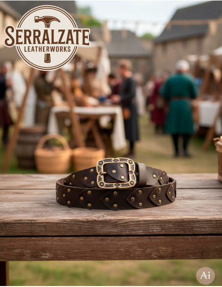 Viking leren riem met schubben en...