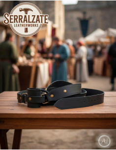 Cinturón medieval con tahalí para espada, negro 2