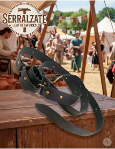 Middeleeuwse riem met zwaardhouder, zwart