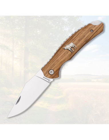 Albainox pocketknife stier, houten handvat