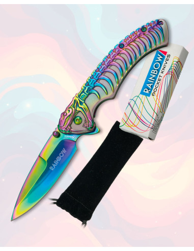 Navaja Rainbow esqueleto serpiente, acero inox.