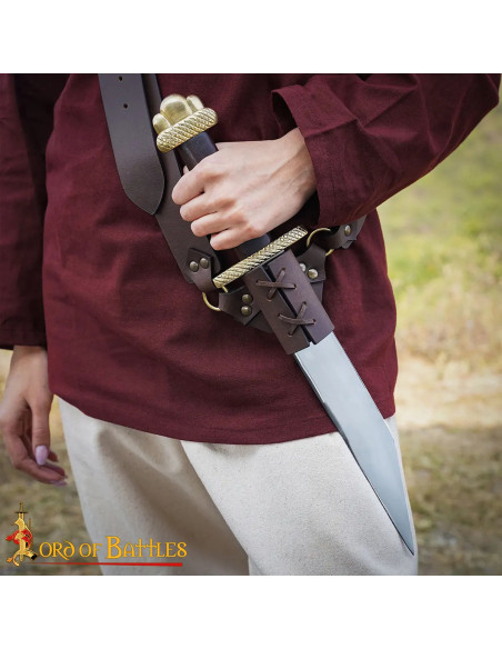 Cuchillo Vikingo Seax con funda de cuero