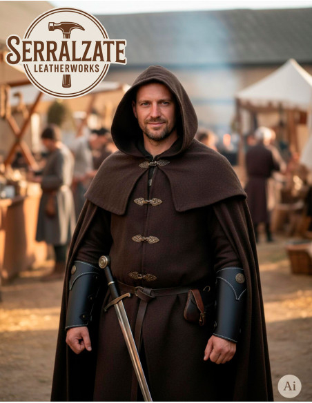 Robuuste zwarte leren historische...