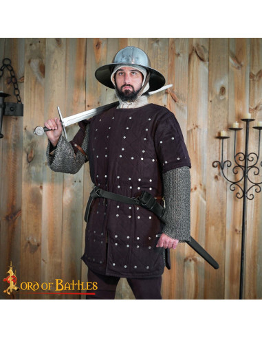 Brigantina medieval Siglos XIV-XVI en algodón marrón con correas