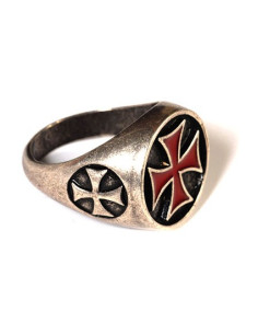 Anillo Cruz Templaria esmaltada