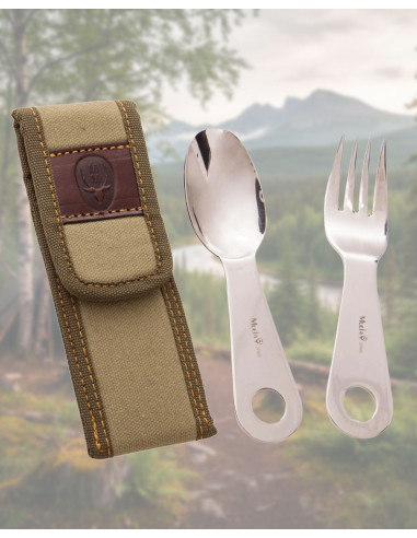 Set de cubiertos Muela para camping acero inox, funda