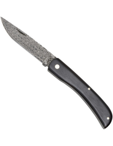 Zakmes van Damascus staal, ebbenhout, rozenpatroon