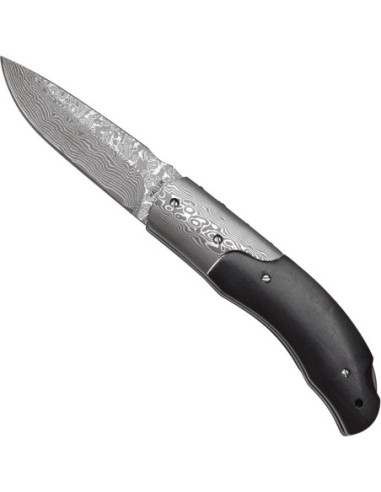 Handgefertigtes Taschenmesser aus Damaszenerstahl mit Ebenholz (71 Lagen)