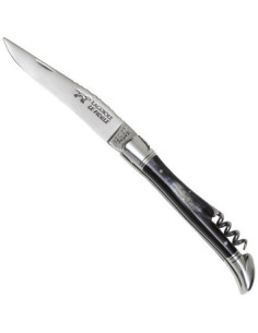 Laguiole Kniv med Bøffelhorn og Steel Corkscrew