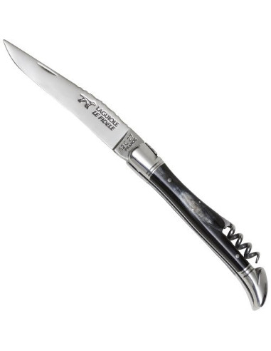 Laguiole Kniv med Bøffelhorn og Steel Corkscrew