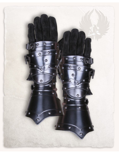 Brazaletes medievales acero ennegrecido, modelo Balthasar