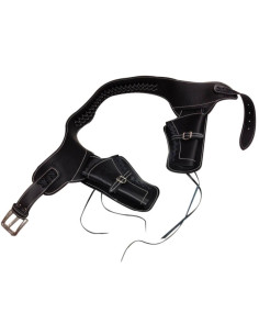 Leren bandolier voor twee revolvers 2