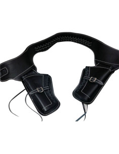 Leren bandolier voor twee revolvers