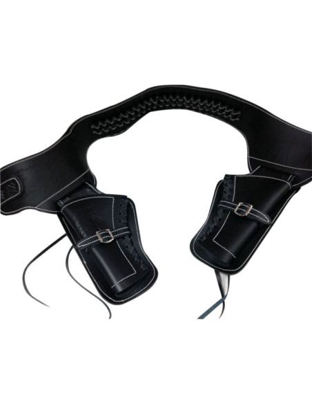 Leren bandolier voor twee revolvers Leren bandolier voor twee revolvers