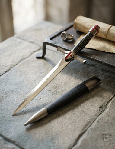 Daga casco y cruz templaria, 39 cms.