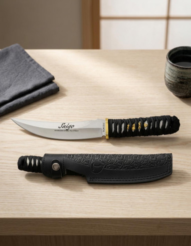 Japanische Tokisu Messerscheide Leder CNC besaitet