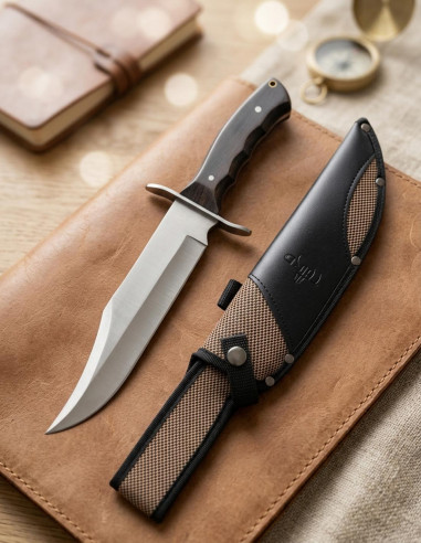 Drittel Bowie Jagdmesser aus 440er Stahl, Ebenholz