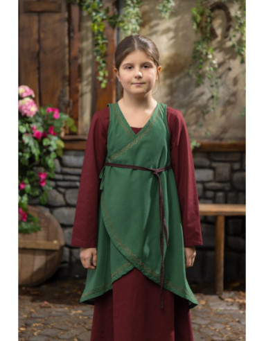 Vestido niña elegante Lyn de algodón verde con bordado