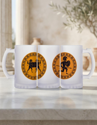 Ølkrus græske fighters, gennemskinnelig glas