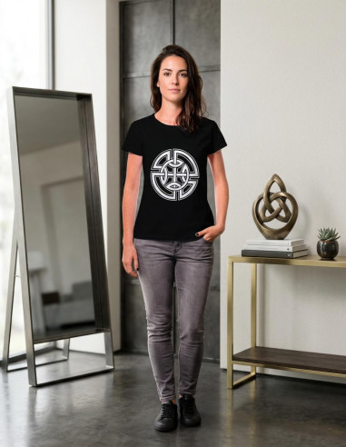 Schwarzes Damen-T-Shirt Celtic Knots, kurze Ärmel