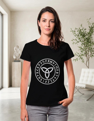 Zwart Trisqueta Celtic T-shirt voor dames, korte mouw