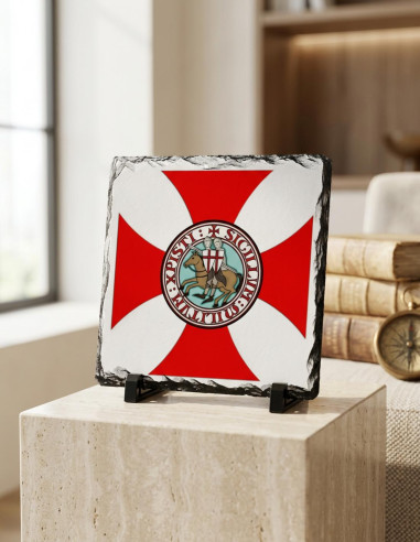 Escudo Caballeros Templarios sobre Piedra de Pizarra (20x20 cms.)