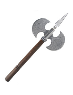 Gravierte rustikale Doppelaxt, 61 cm.