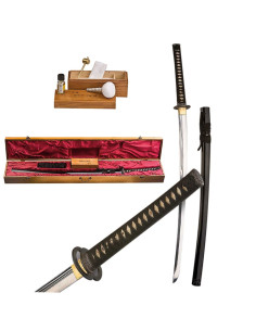 Praktische Katana-Klinge aus Kohlenstoffstahl, Etui und Reinigungsset