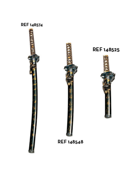 Tanto dragón vaina negro-oro