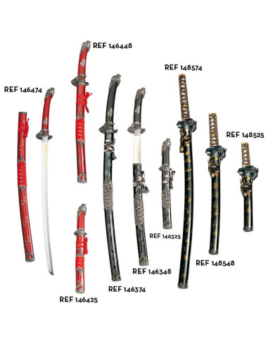 Wakizashi drageskede sort-guld
