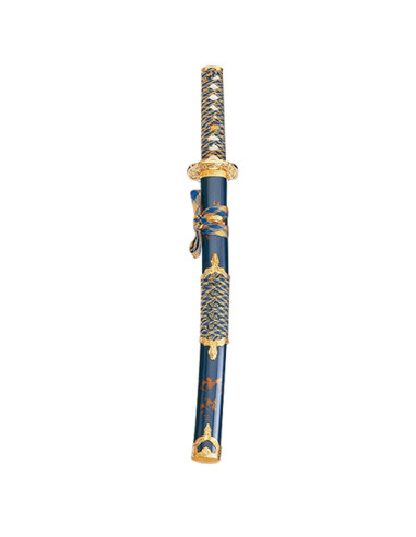 Wakizashi schede blauw-goud