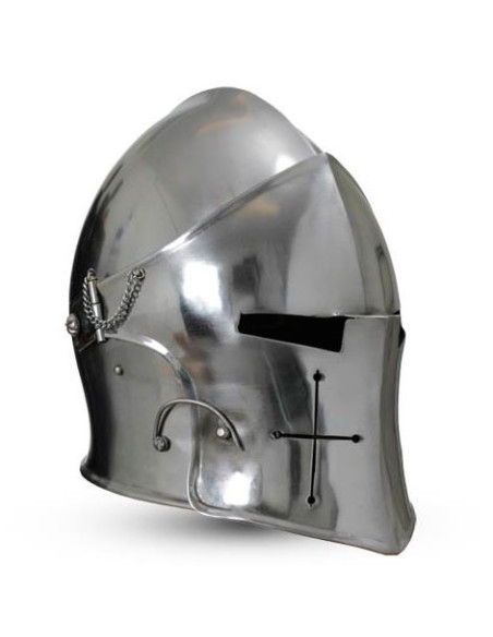 Barbuta medieval con visor