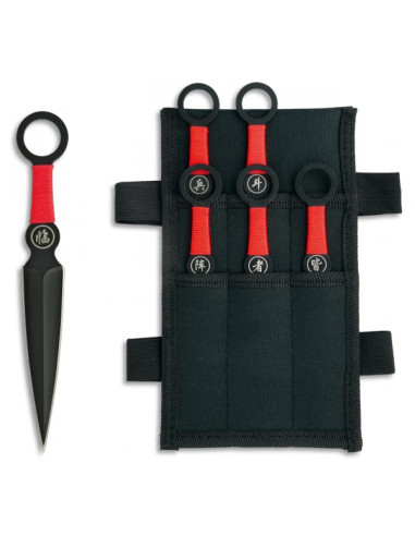 Augenmaske Wurfsternen und Messer 6tlg Ninja Verkleidung Set Waffen Set 
