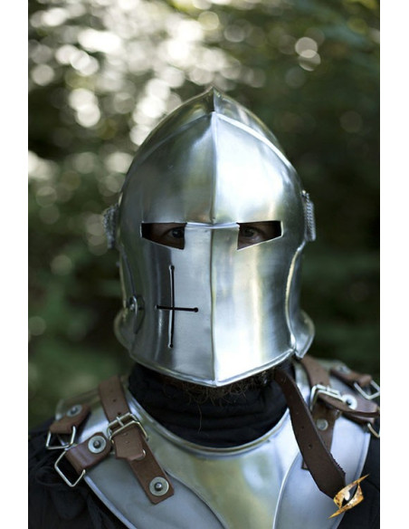 Barbuta medieval con visor