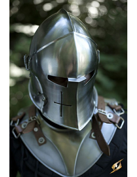 Barbuta medieval con visor