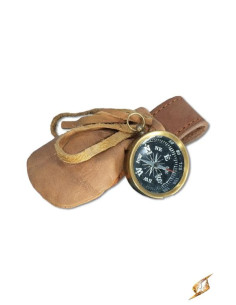 Brújula con bolsa de cuero