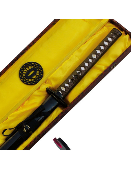Katana acero carbono, tsuba y soporte