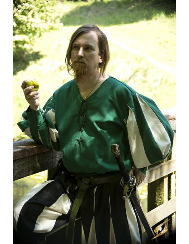Renaissance Soldatenhemd, grün-weiß