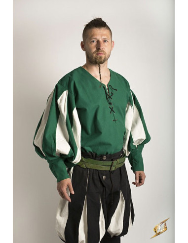 Renaissance Soldatenhemd, grün-weiß