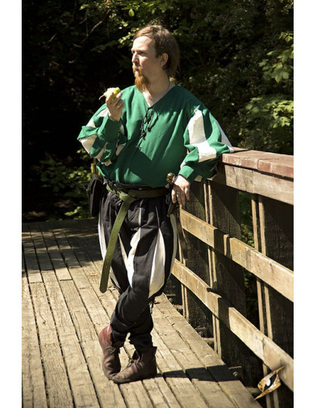 Renaissance soldatenhemd, groen-wit