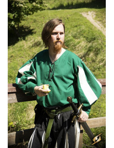 Renæssance soldaterskjorte, grøn-hvid