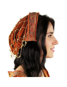 Tocado medieval redecilla Terracota