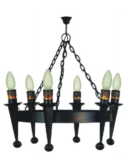 Smederijlamp 6 fakkels