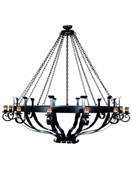 Radlampe aus geschmiedetem Holz, 6 Lichter