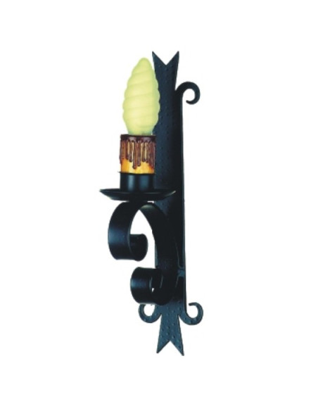 Aplique vela forja medieval,  1 luz
