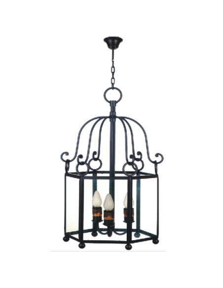 Farol forja seis caras, 3 luces