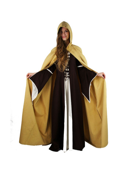 Capa medieval mostaza larga